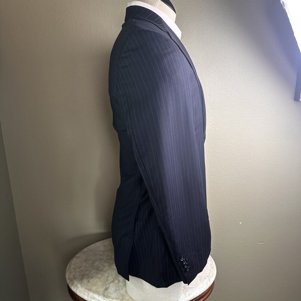 Abito Sartoriale Blazer Sport Coat Men US 38 R Navy Super 150 Subtle pinstripe - Picture 6 of 16